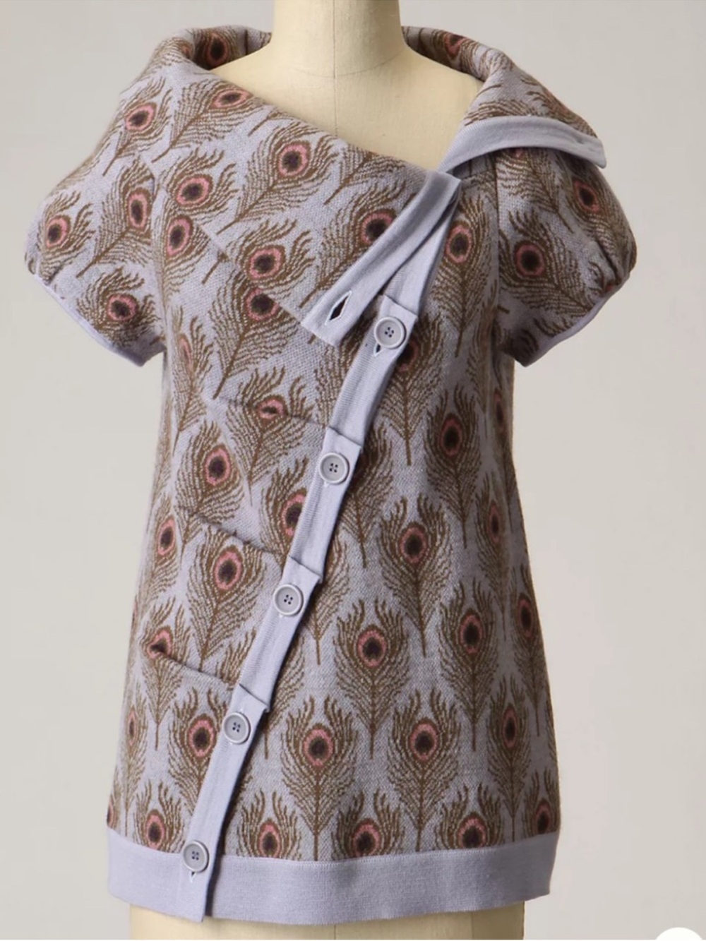 Like New Anthropologie MOTH Wool Peacock Funneled Folds Sweater Size Small